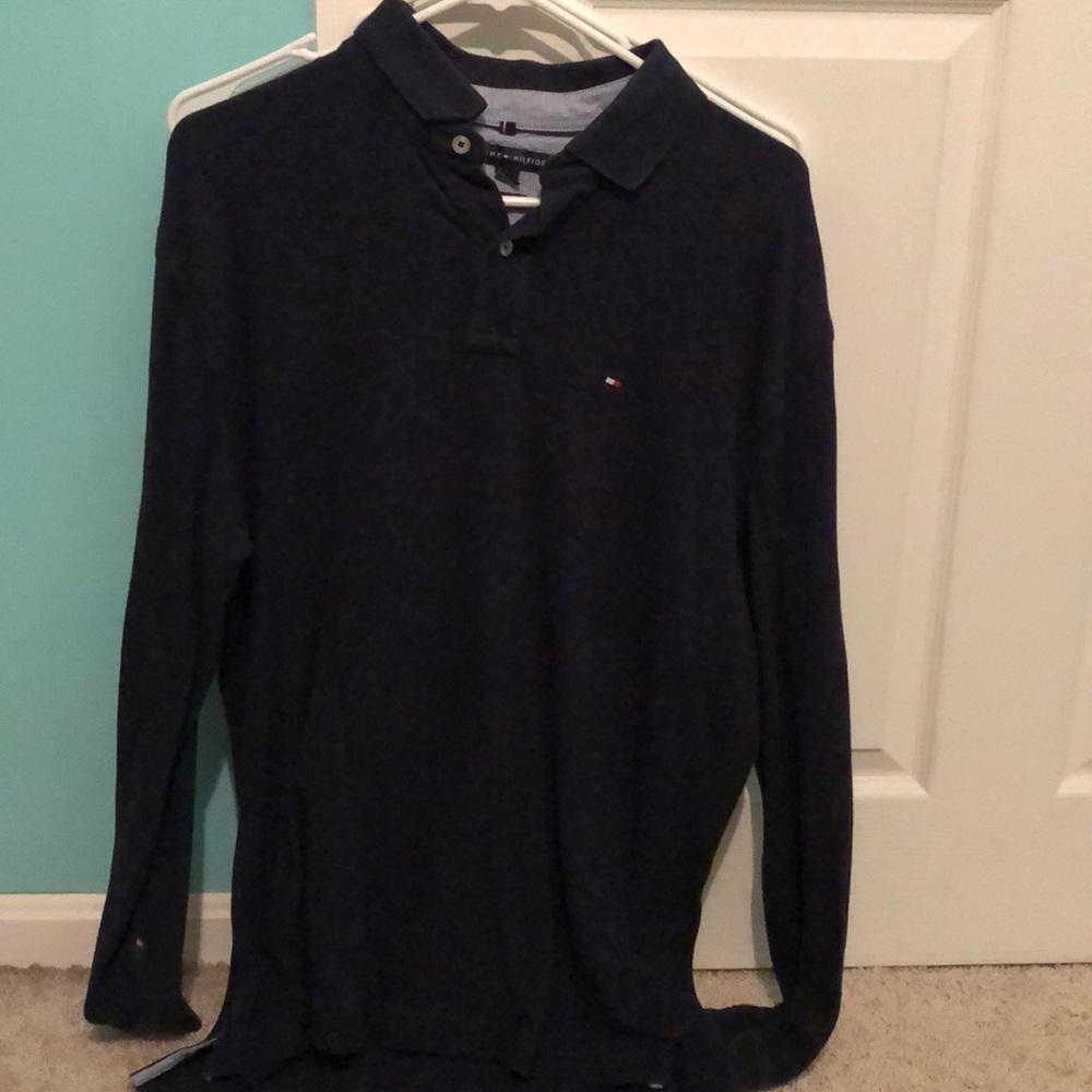A navy Tommy Hilfiger button up